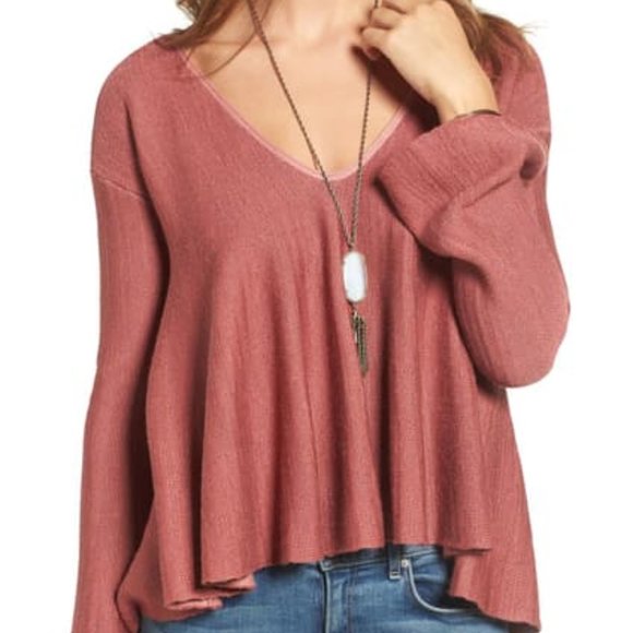 Free People Rose Sundae Linen Blend Pullover, Medium - Picture 1 of 8